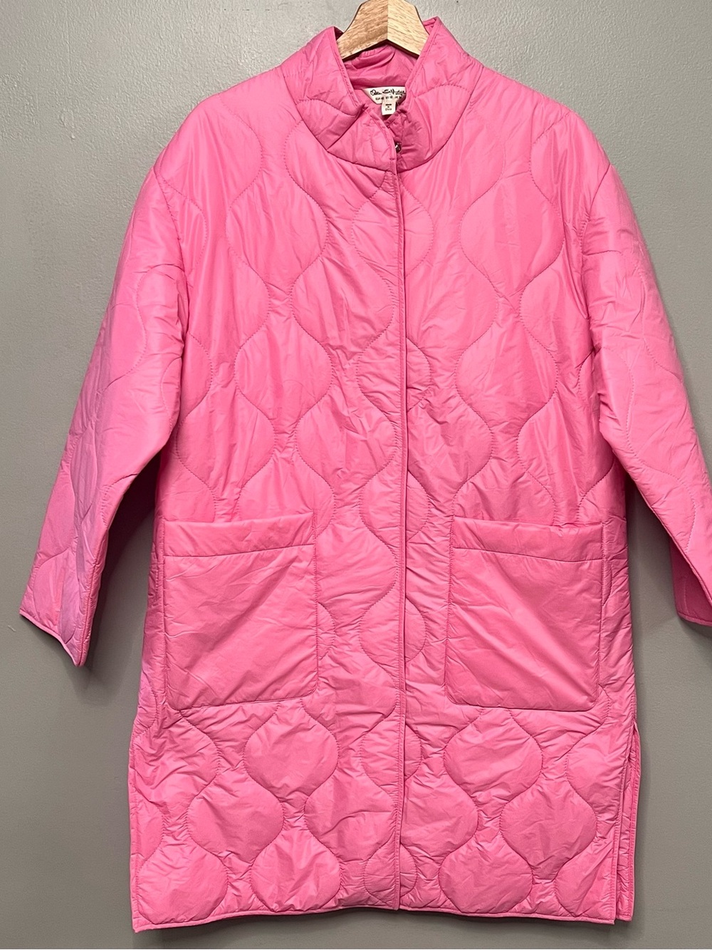 Miss Selfridge Pink Quilted Longline Midi Coat Lightweight Puffer Jacket Size 10